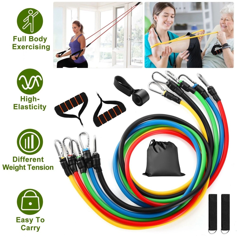 Resistance Band Set For Yoga Pilates Fitness Versatile Workout Tubes For Home Exercise 10