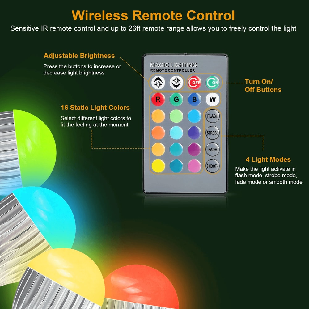 RGB LED Light Bulb Colors Mood Lighting Bulb With Remote Control 1