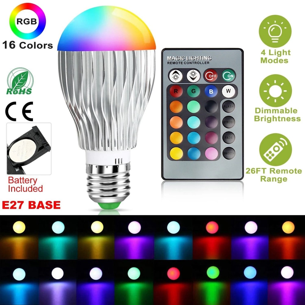 RGB LED Light Bulb Colors Mood Lighting Bulb With Remote Control 3