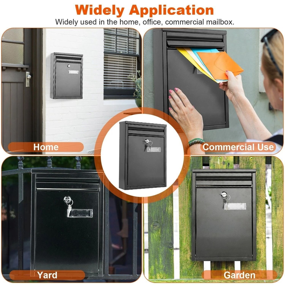 Secure Lockable Wall Mount Mailbox Metal Outdoor Mail Box With Keys 2