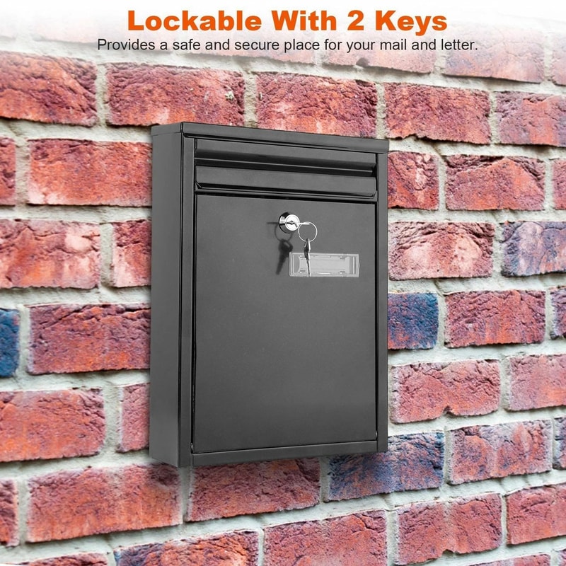 Secure Lockable Wall Mount Mailbox Metal Outdoor Mail Box With Keys 3