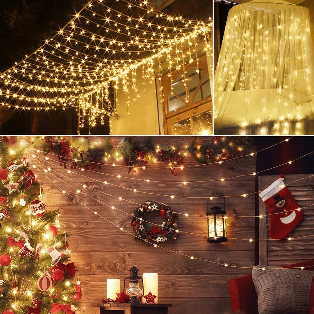 Warm White Fairy Curtain Lights LED Decorative String Lights For Weddings And Home Decor 4