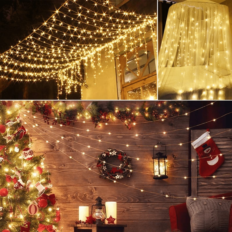 Warm White Fairy Curtain Lights LED Decorative String Lights For Weddings And Home Decor 4