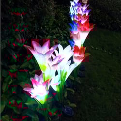 solar lily flower led garden lights outdoor pathway 7 color