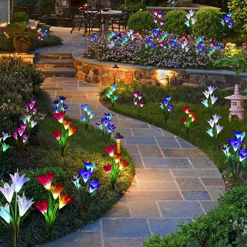 Solar Lily Flower LED Garden Lights Outdoor Pathway 7 Color 2