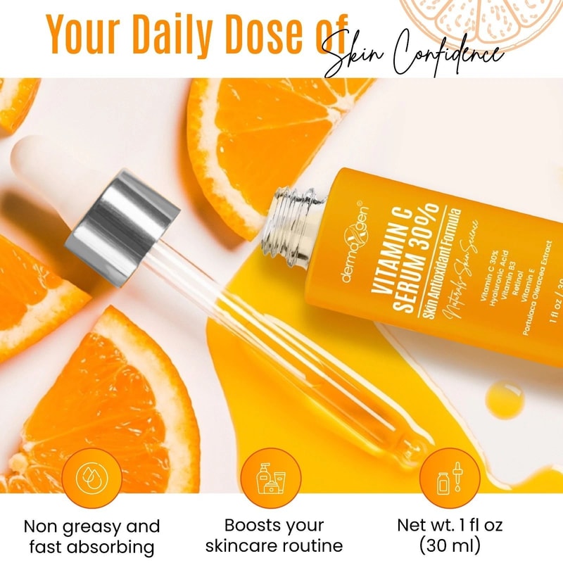 Dermaxgen Vitamin C Serum With Hyaluronic Acid Vitamins B3 E AntiAging Facial Treatment 2