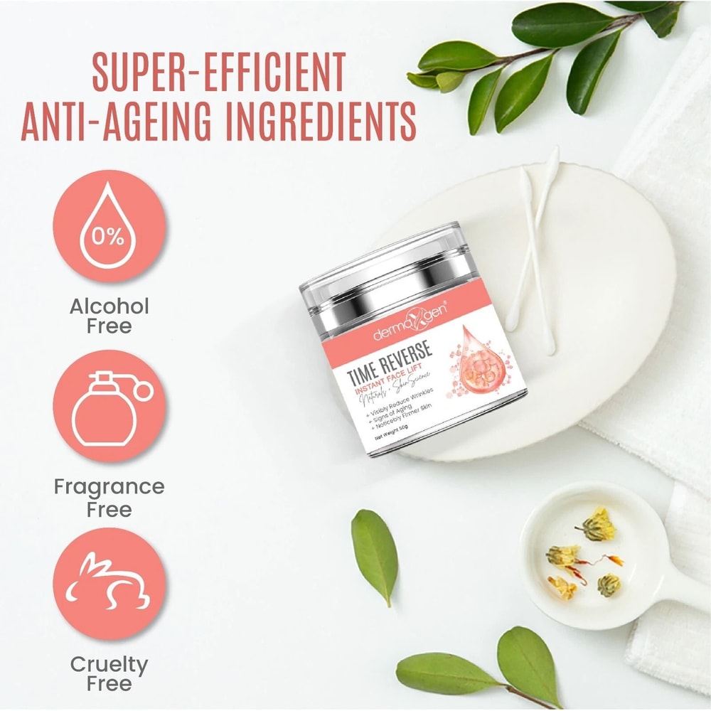 TIME REVERSE Instant Face Lift Cream Organic AntiWrinkle Solution For Fine Lines Deep Wrinkles 5