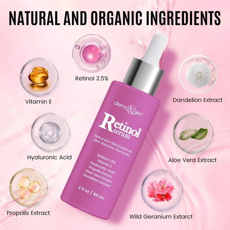 Retinol Serum For Wrinkles Fine Lines Anti Aging HA 2 Fl Oz 2