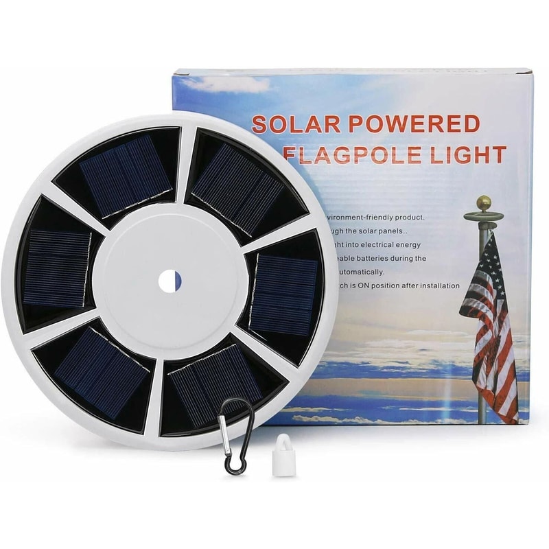 Solar Powered Flag Pole Light LED Auto Active Super Bright Outdoor Waterproof 8