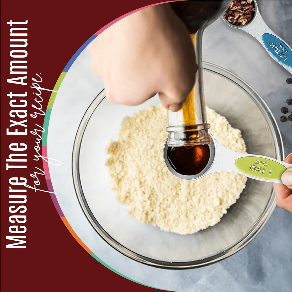 Magnetic Measuring Spoons Set Of Stainless Steel DualSided Stackable 9