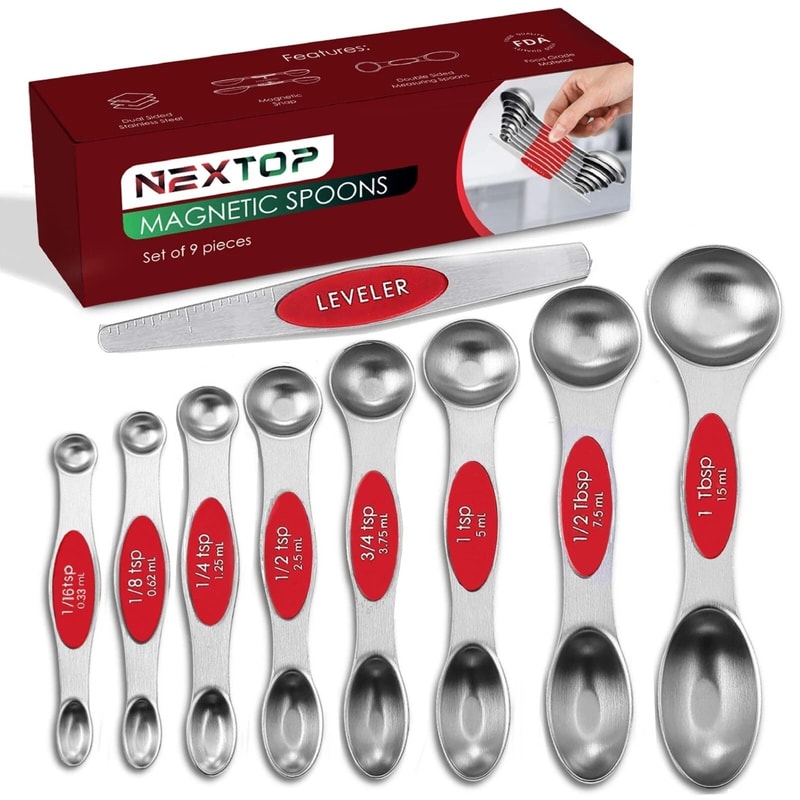 Magnetic Measuring Spoons Set Of Stainless Steel DualSided Stackable 11