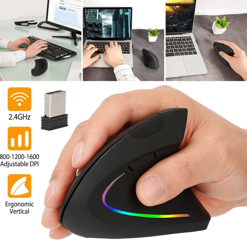 Ergonomic Vertical Wireless Mouse For PC 7