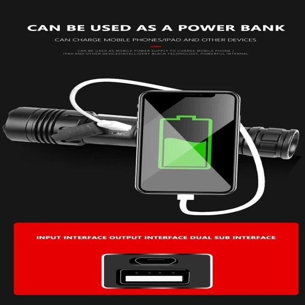 Lumens Super Bright LED Tactical Flashlight Rechargeable Waterproof Work Light 4