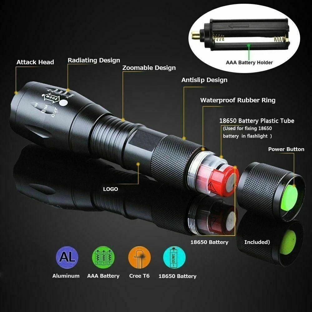 Genuine LED Tactical Flashlight Military Grade Torch Light For Outdoor Adventures 6