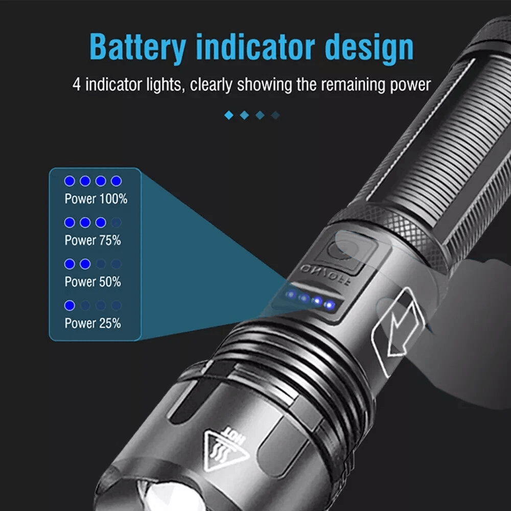 Lumens Tactical Rechargeable LED Flashlight Super Bright Work Light For Outdoor Emergency Use 3