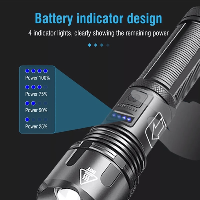 Lumens Tactical Rechargeable LED Flashlight Super Bright Work Light For Outdoor Emergency Use 3