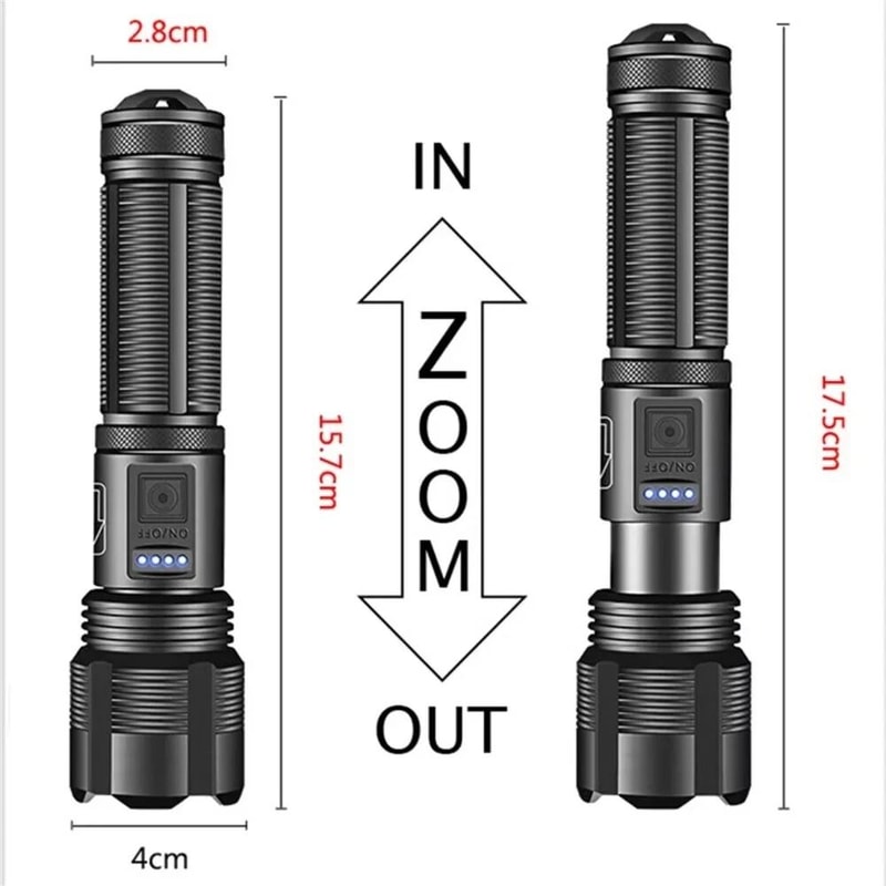 Lumens Tactical Rechargeable LED Flashlight Super Bright Work Light For Outdoor Emergency Use 12