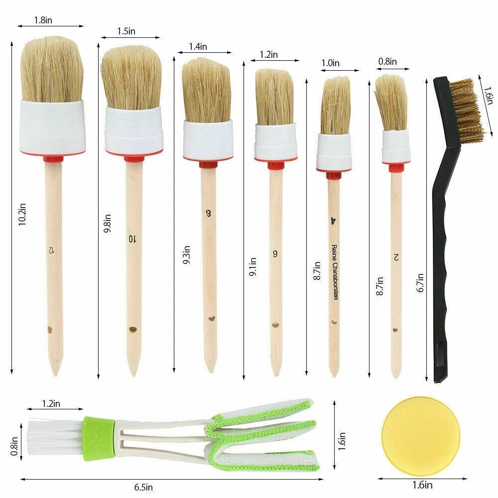 Premium Car Detailing Brush Kit For Engine Wheel Clean Soft Boar Hair Detailing Brushes 7