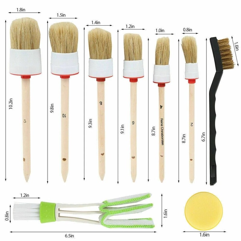 Premium Car Detailing Brush Kit For Engine Wheel Clean Soft Boar Hair Detailing Brushes 7