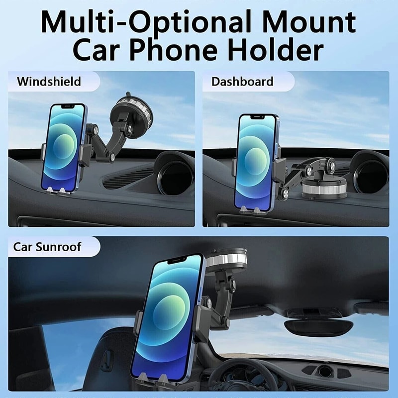 Universal Car Phone Holder Mount For Dashboard Windshield Secure Phone Stand For Cars Trucks 5