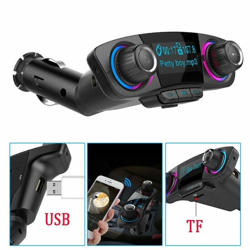 Bluetooth Car FM Transmitter MP3 Player Adapter Kit With Hands Free Calling USB Charger 9