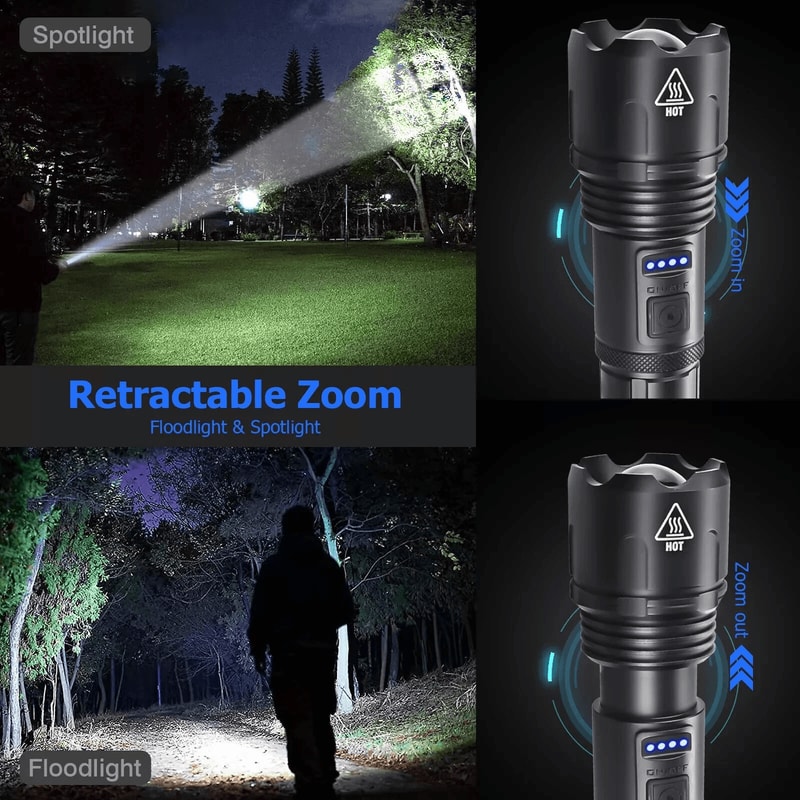 Lumens Tactical LED Flashlight Rechargeable Waterproof Work Light For Outdoor Emergency Use 9