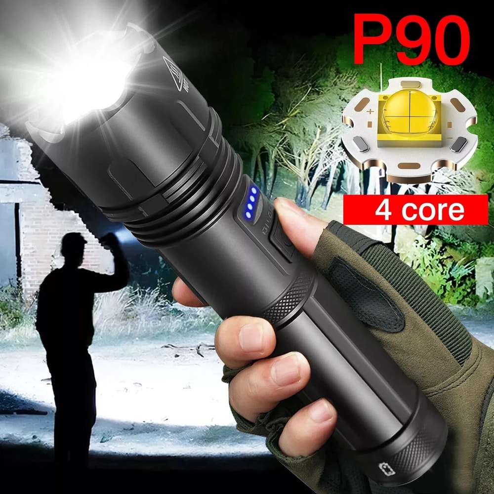 Lumens Tactical LED Flashlight Rechargeable Waterproof Work Light For Outdoor Emergency Use 11