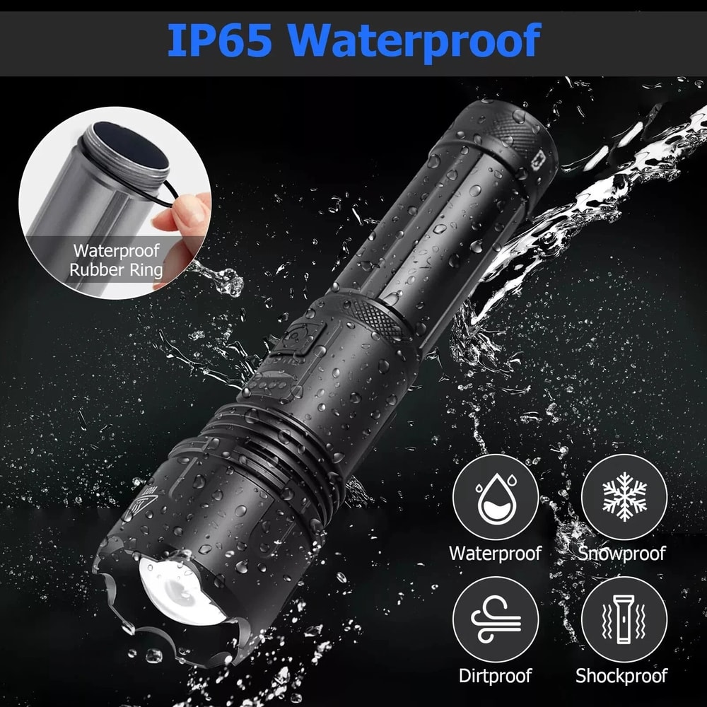 Lumens Tactical LED Flashlight Rechargeable Waterproof Work Light For Outdoor Emergency Use 7