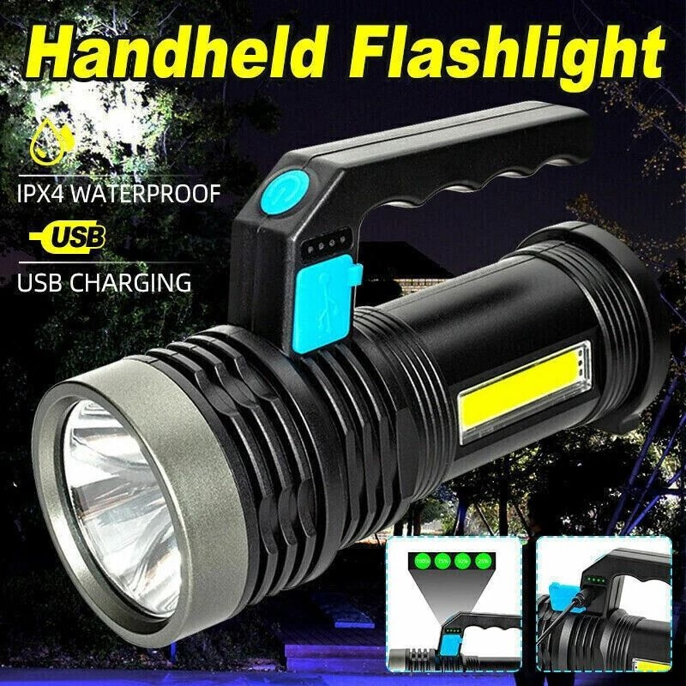 Super Bright LED Flashlight USB Rechargeable Torch High Powered Waterproof Adjustable Focus 2