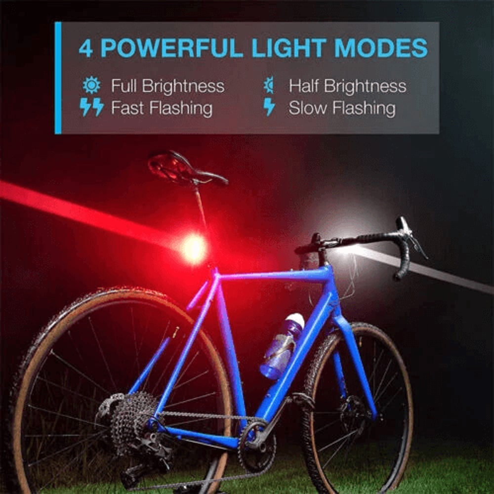 USB Rechargeable LED Bicycle Headlight Rear Lamp Set Waterproof Adjustable Cycling Lights 1