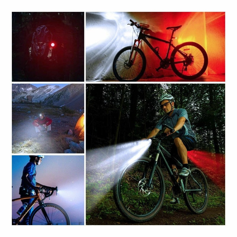 USB Rechargeable LED Bike Lights Set Headlight Taillight For Maximum Visibility 1