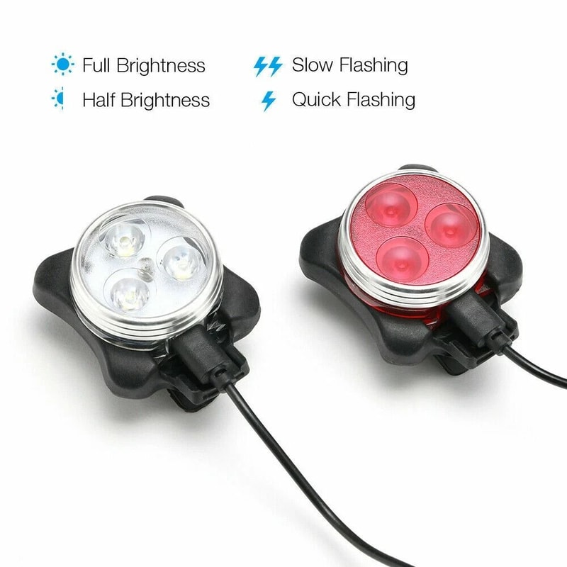 USB Rechargeable LED Bike Lights Set Headlight Taillight For Maximum Visibility 4