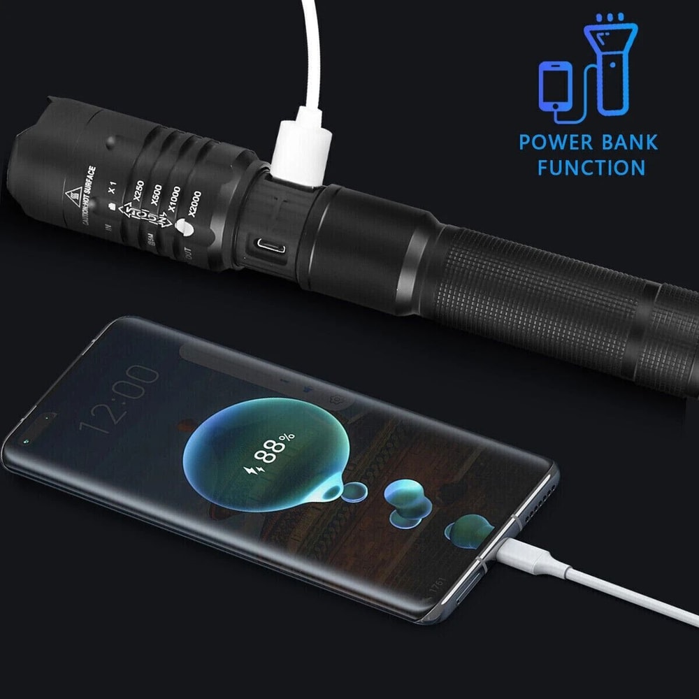 Super Bright LED Tactical Flashlight Rechargeable Zoomable Torch For Outdoor Adventures 8