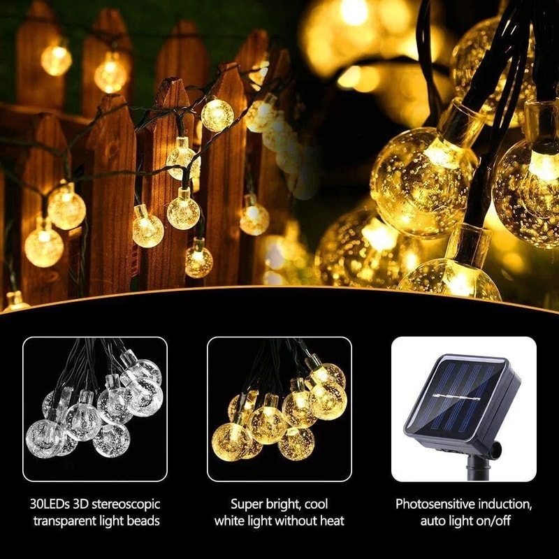 Solar Powered LED String Light For Garden Path And Yard Decor Waterproof Outdoor Lamp 5