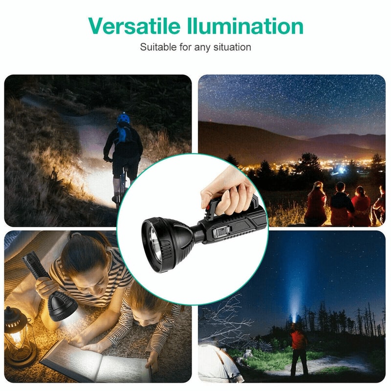 Rechargeable LED Searchlight Handheld Spotlight USB Charging Waterproof Super Bright LED Flashlight 2