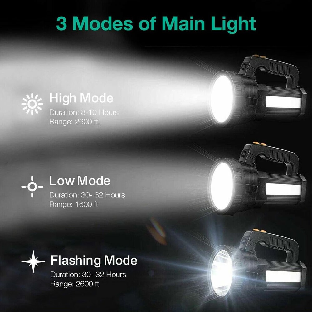 Rechargeable LED Searchlight Handheld Spotlight USB Charging Waterproof Super Bright LED Flashlight 9