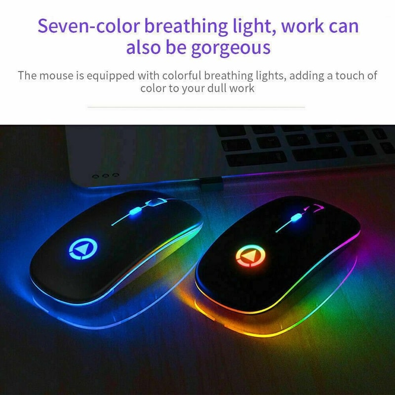 Wireless RGB Optical Mouse USB Rechargeable Cordless For PC Laptop 6