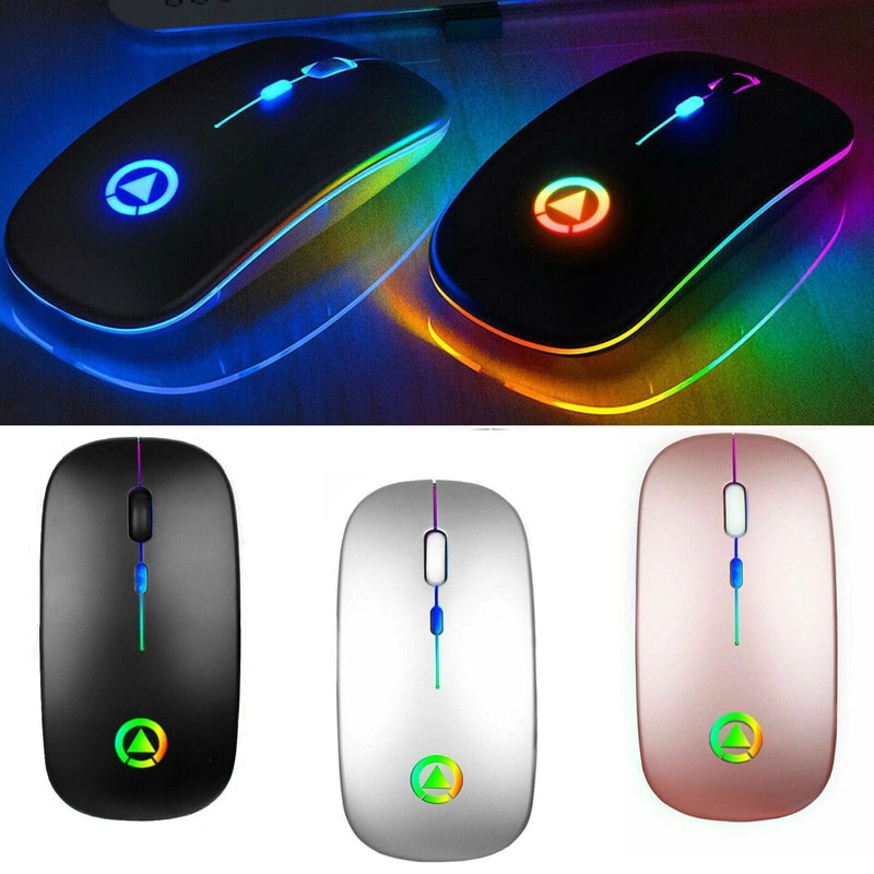 Wireless RGB Optical Mouse USB Rechargeable Cordless For PC Laptop 0