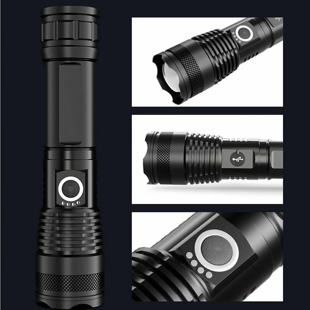 Super Bright Rechargeable LED Flashlight Adjustable Zoom Torch Waterproof Lumens 1