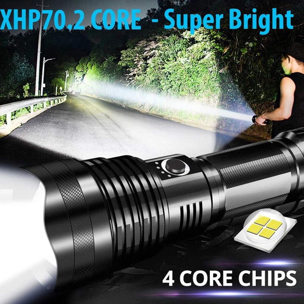 Super Bright Rechargeable LED Flashlight Adjustable Zoom Torch Waterproof Lumens 6
