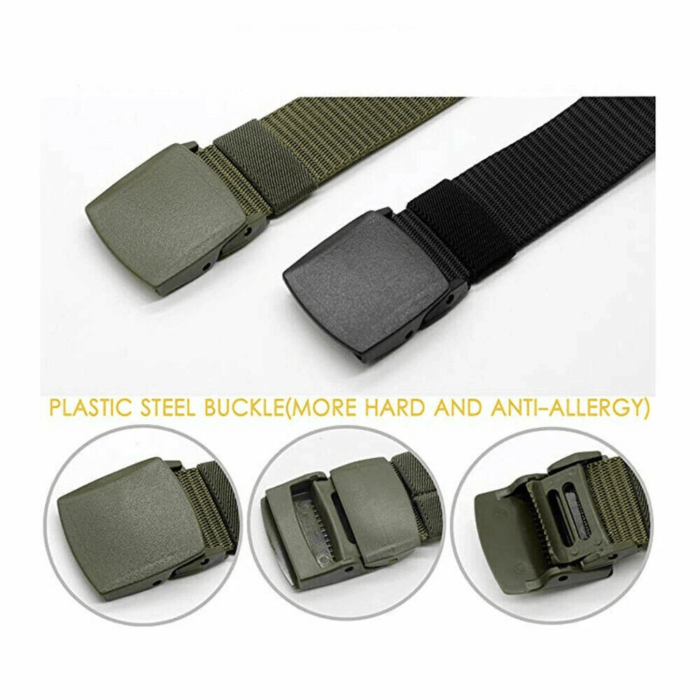 Mens Tactical Military Belt Nylon Canvas With Plastic Cam Buckle Adjustable Webbing 4