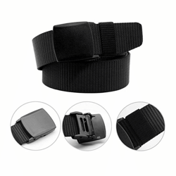 men's tactical military belt nylon canvas with plastic cam buckle, adjustable webbing