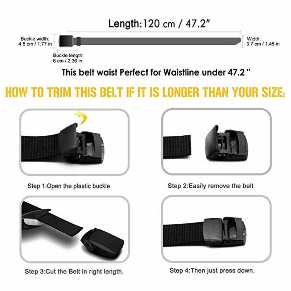 Mens Tactical Military Belt Nylon Canvas With Plastic Cam Buckle Adjustable Webbing 5