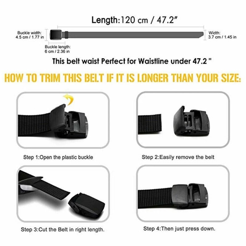 Mens Tactical Military Belt Nylon Canvas With Plastic Cam Buckle Adjustable Webbing 5