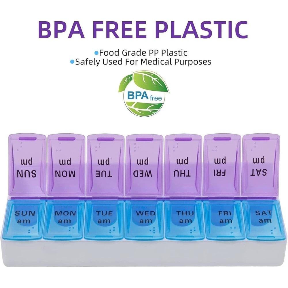 Weekly Pill Box Organizer Twice A Day 7 Day AMPM Case Medicine Storage 2