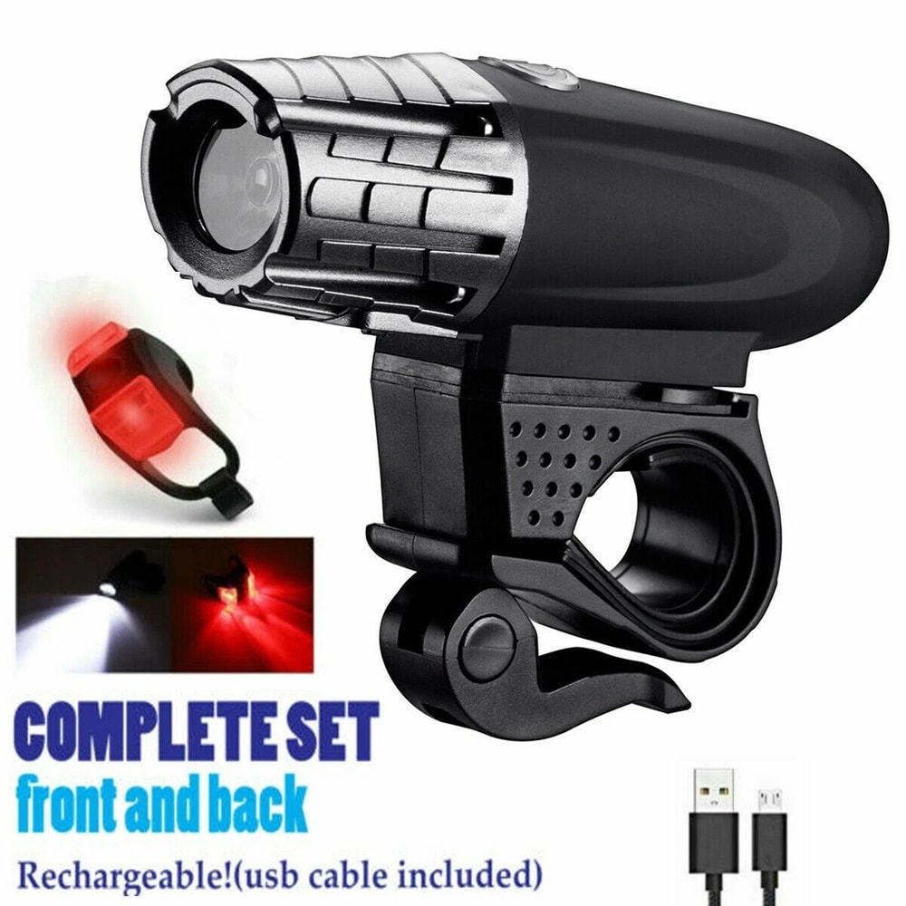 Powerful Rechargeable LED Cycling Light Set Front Rear Bike Lamp 9