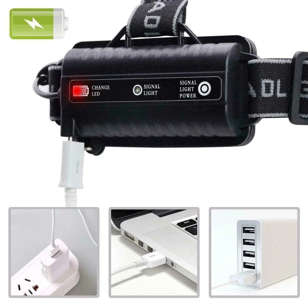 Super Bright LED Headlamp Rechargeable Head Light Flashlight Torch Lamp 4