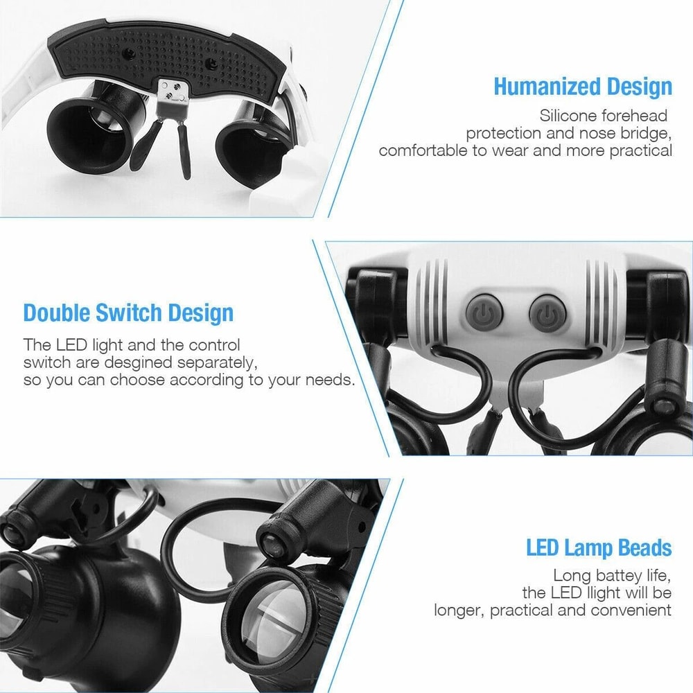 LED Headband Magnifier With Adjustable Strap Lenses For Jewelry Making And Crafting 5