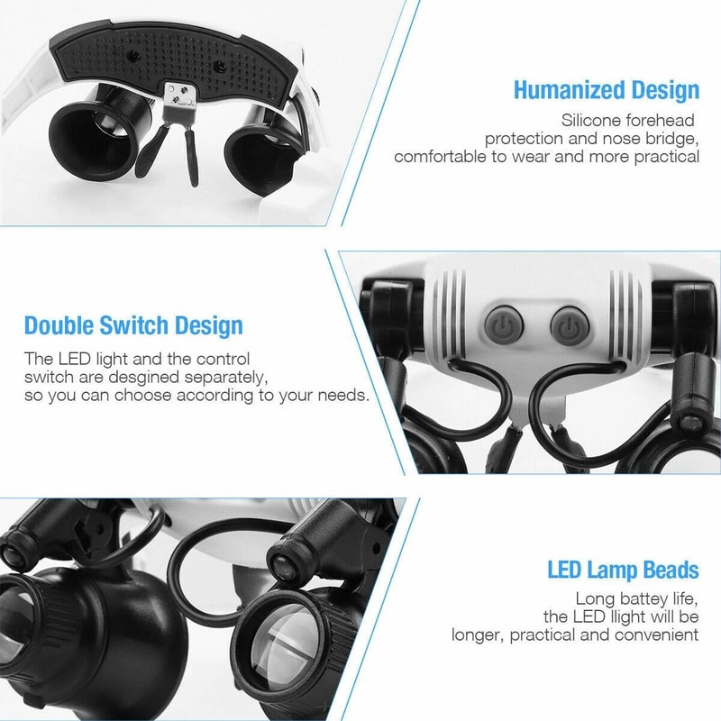 LED Headband Magnifier With Adjustable Strap Lenses For Jewelry Making And Crafting 5