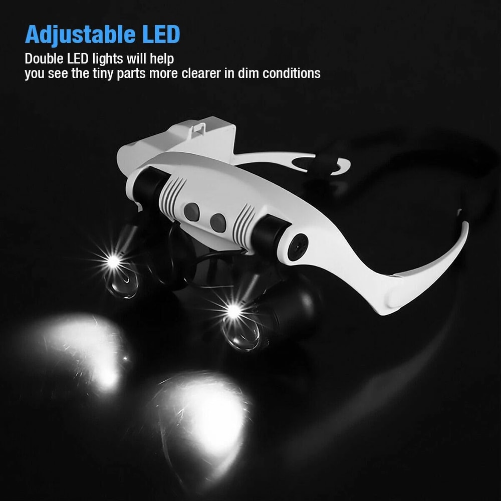 LED Headband Magnifier With Adjustable Strap Lenses For Jewelry Making And Crafting 6